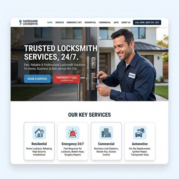 24/7 Emergency Locksmith - Locksmith website demo