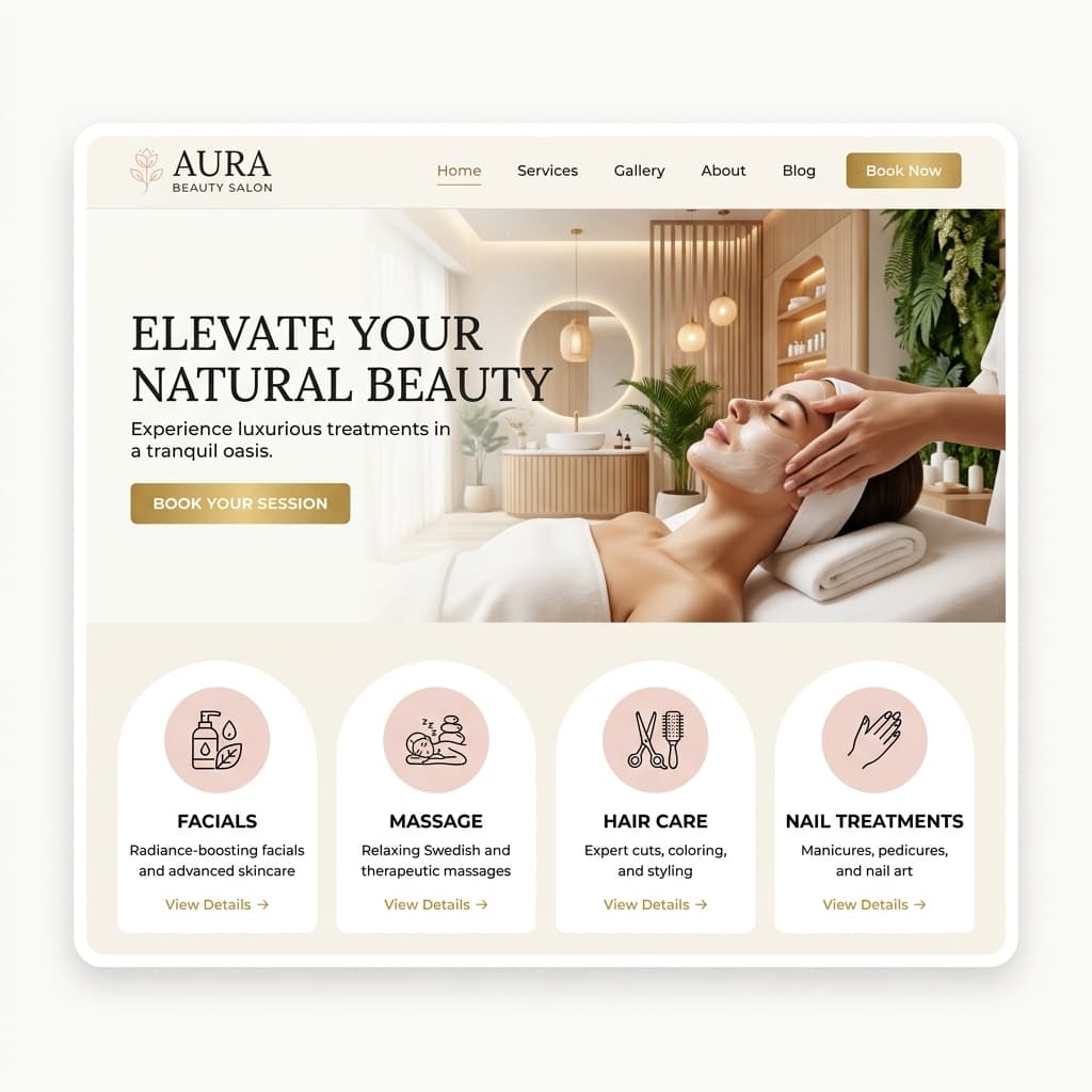 Mobile Beauty & Salon Services. website design preview