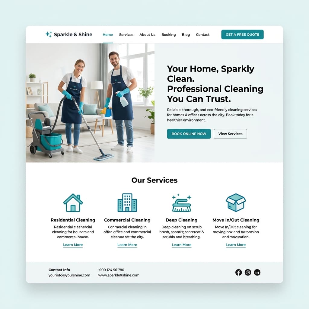 Professional Home & Office Cleaning website design preview