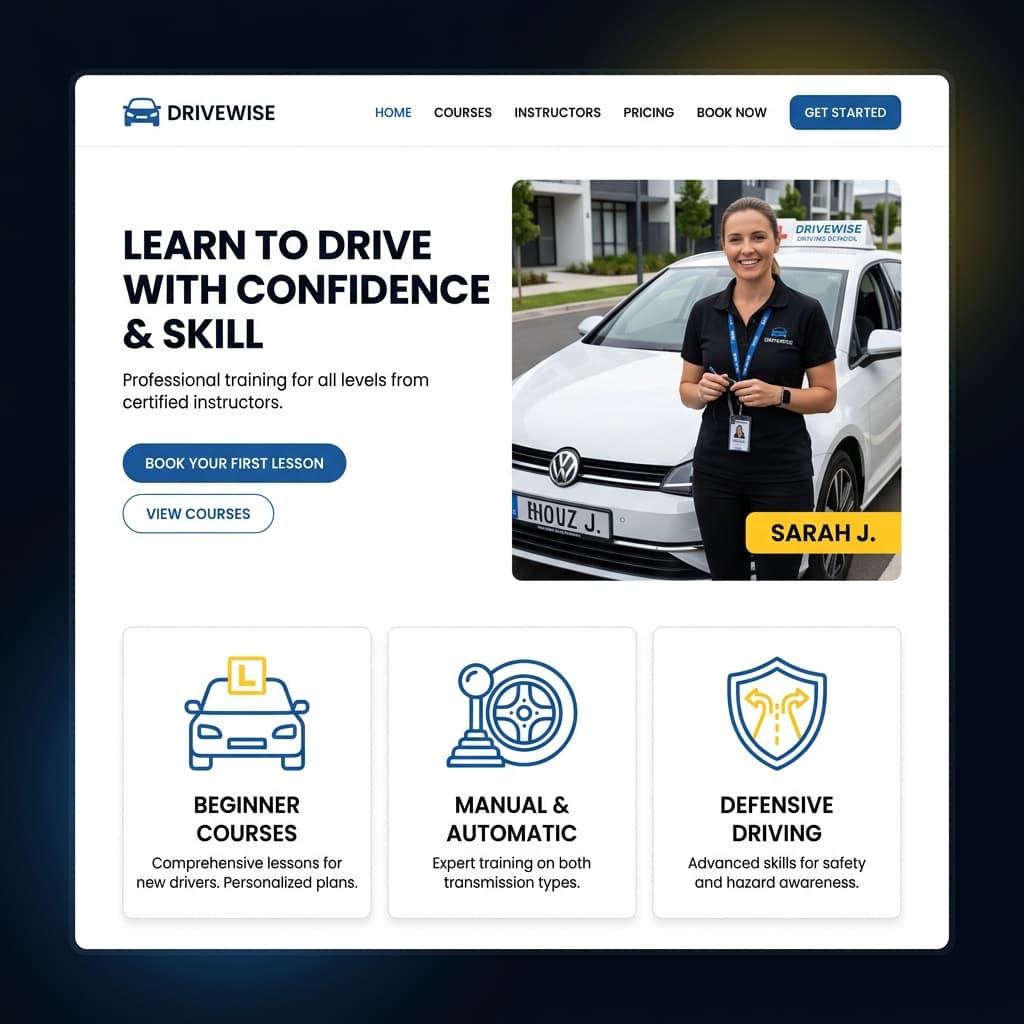 Learn to Drive Safely. website design preview