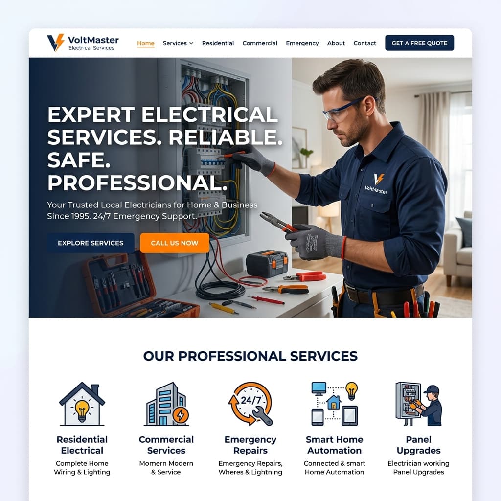 Expert Electrical Solar Installers. website design preview