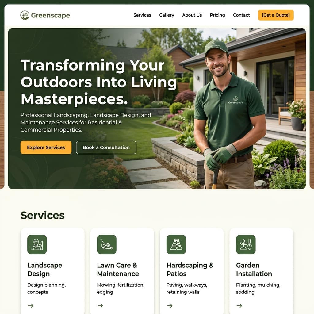 Transform Your Outdoors. website design preview
