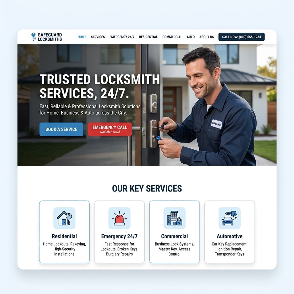 24/7 Emergency Locksmith website design preview