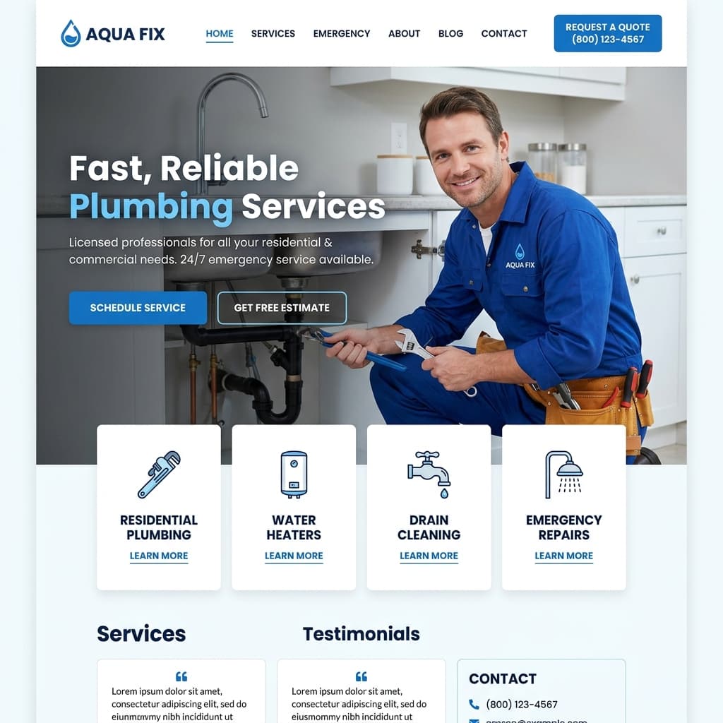 Fast & Reliable Plumbers. website design preview