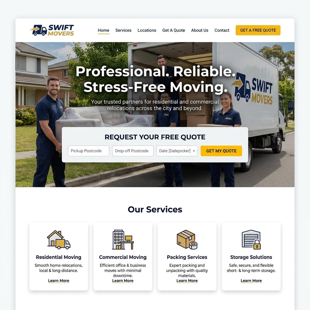 Stress-Free Removalist Services. website design preview