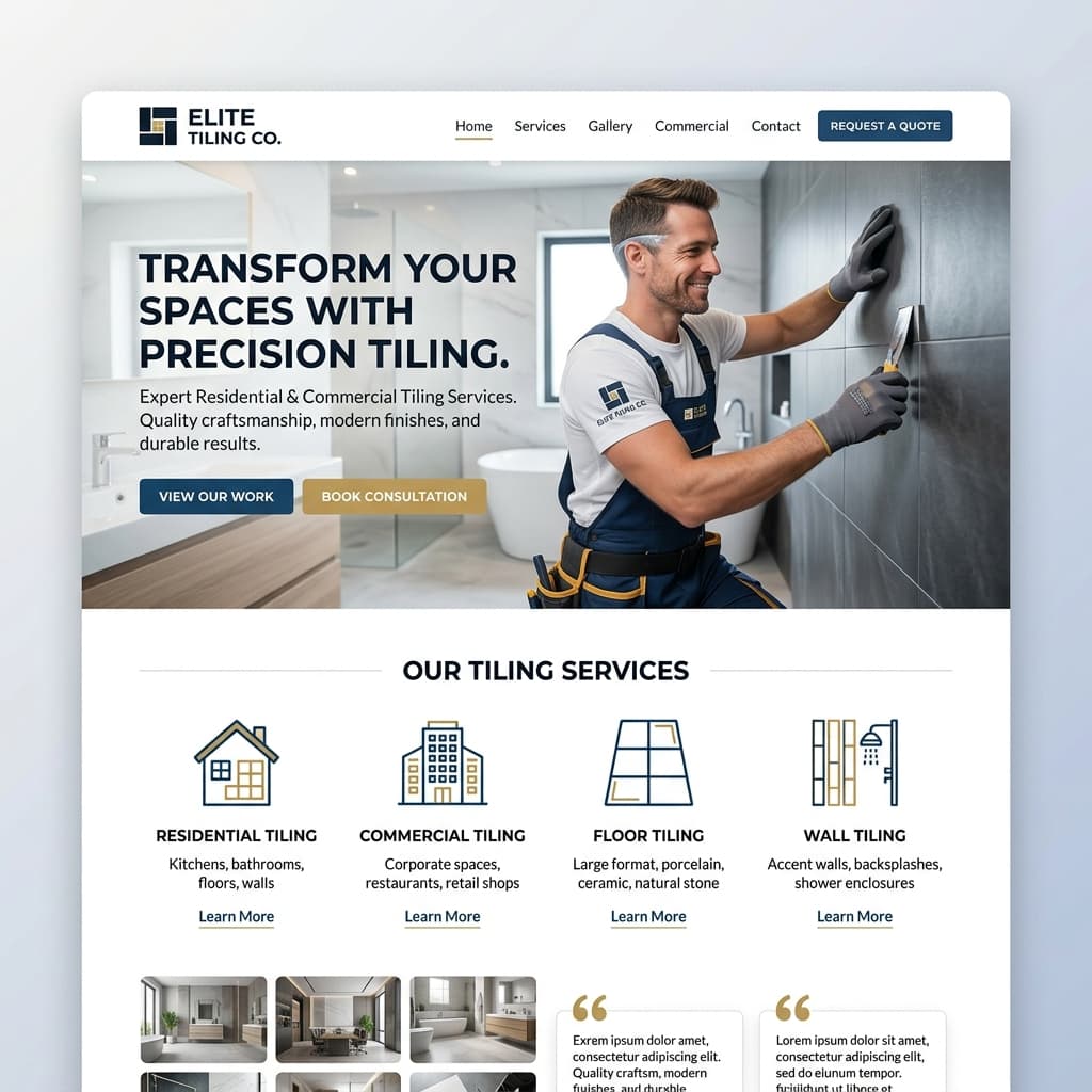 Expert Tiling & Flooring website design preview