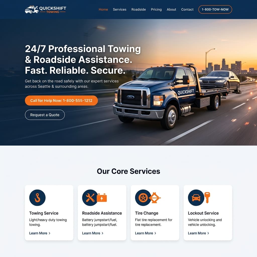 24/7 Fast Towing & Roadside Assistance website design preview